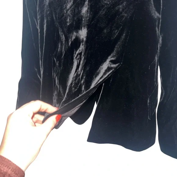 L’AGENCE Chamberlain Velvet Blazer Jacket Black - Picture 8 of 11